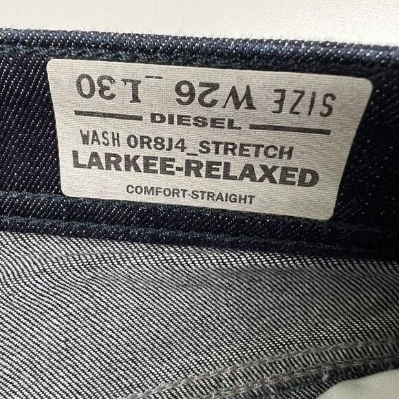 Diesel Mens Blue Denim Larkee Relaxed 0R8J4 Comfort Straight Jeans 26x30 $178 - Picture 8 of 12